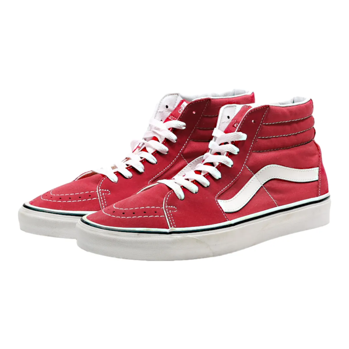 VANS High Top Trainers Red Canvas Womens UK 9.5