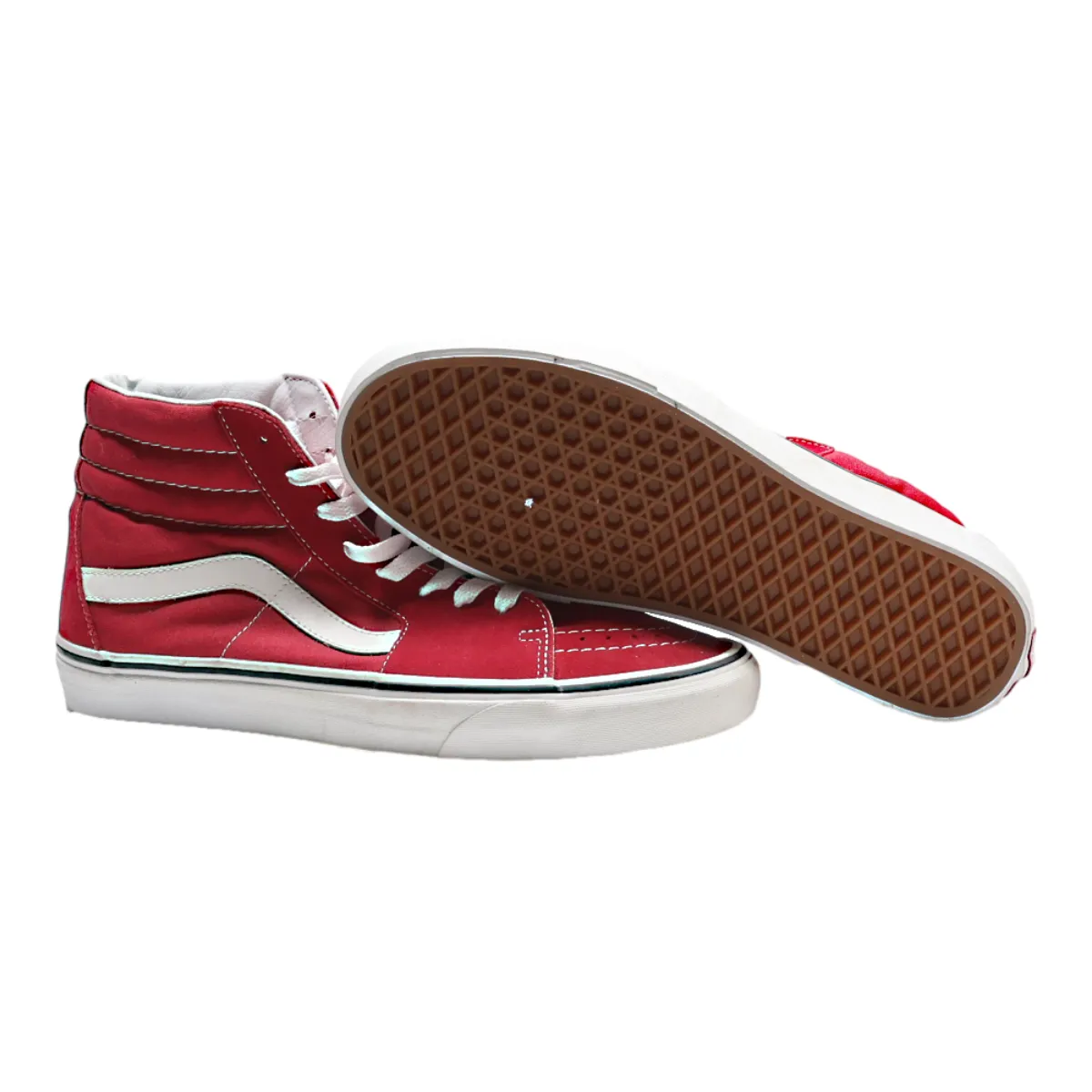 VANS High Top Trainers Red Canvas Womens UK 9.5