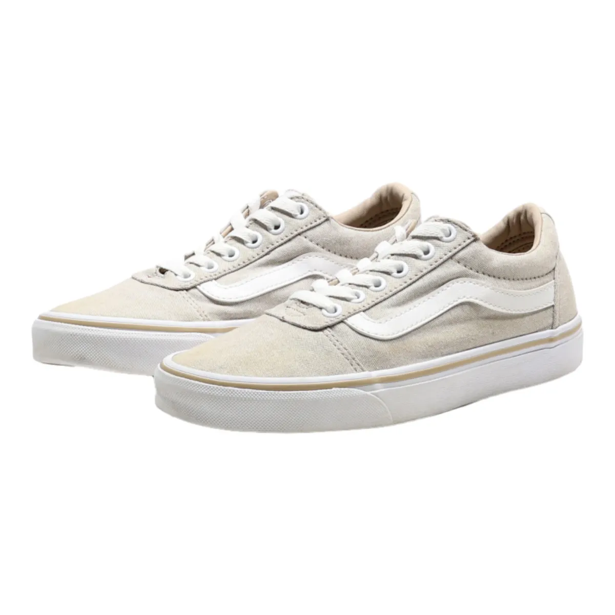 VANS Low Top Trainers Beige Canvas Womens UK 3.5