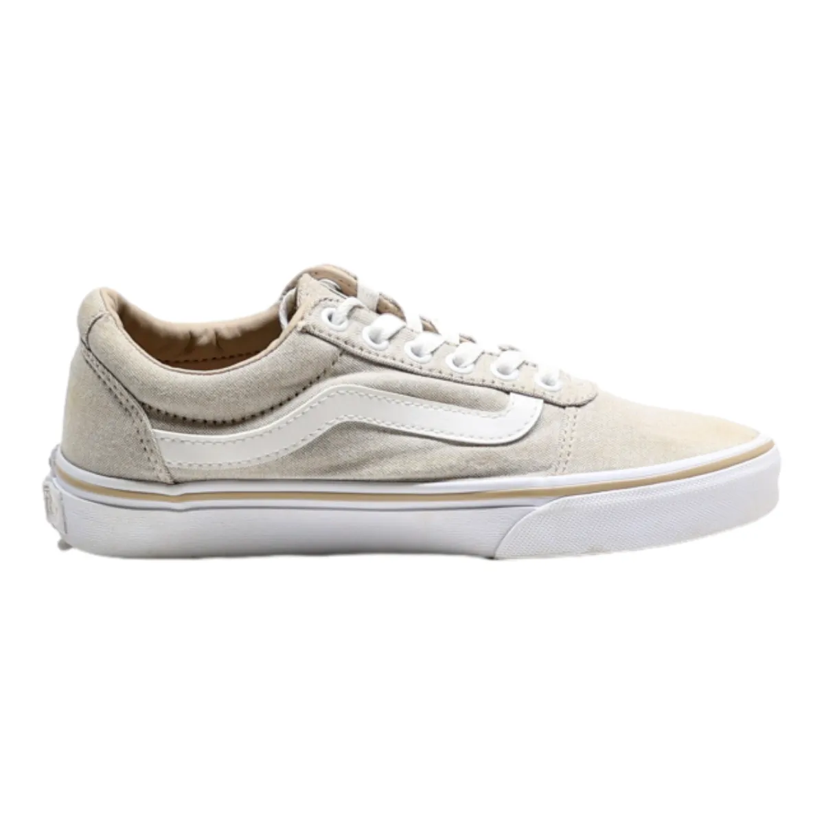 VANS Low Top Trainers Beige Canvas Womens UK 3.5