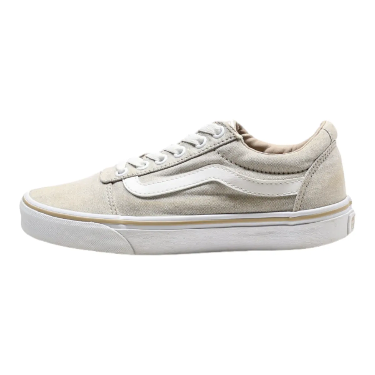 VANS Low Top Trainers Beige Canvas Womens UK 3.5
