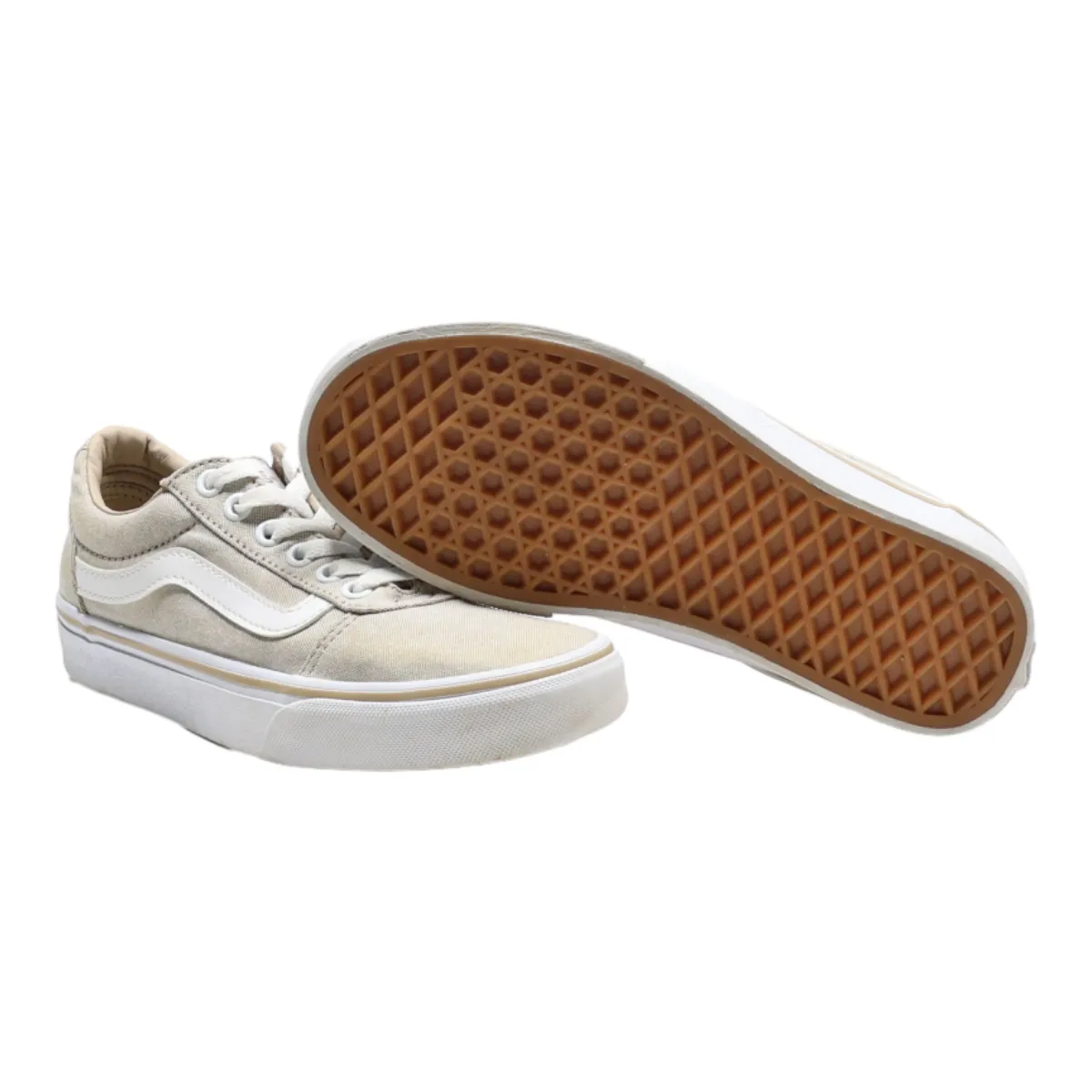 VANS Low Top Trainers Beige Canvas Womens UK 3.5