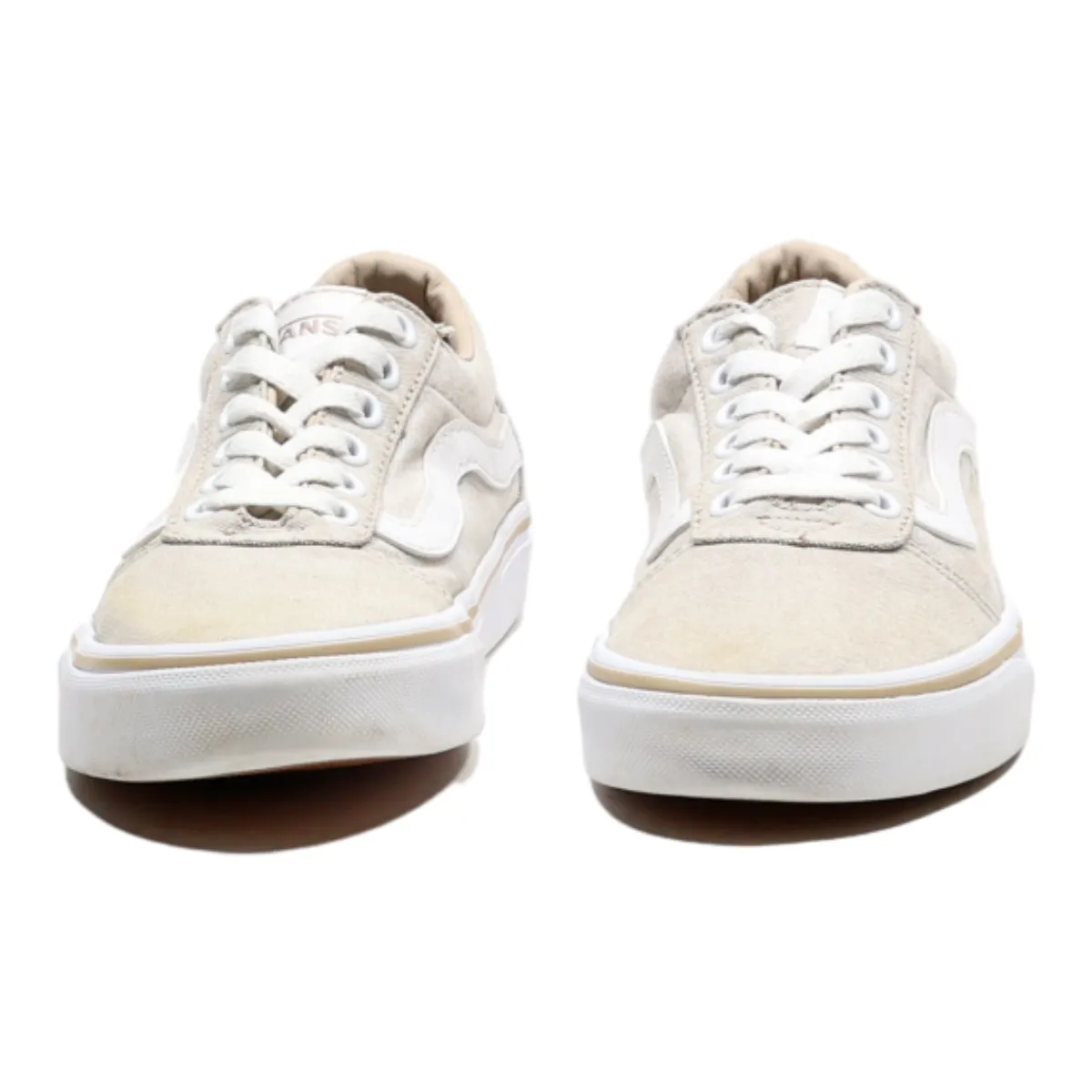 VANS Low Top Trainers Beige Canvas Womens UK 3.5