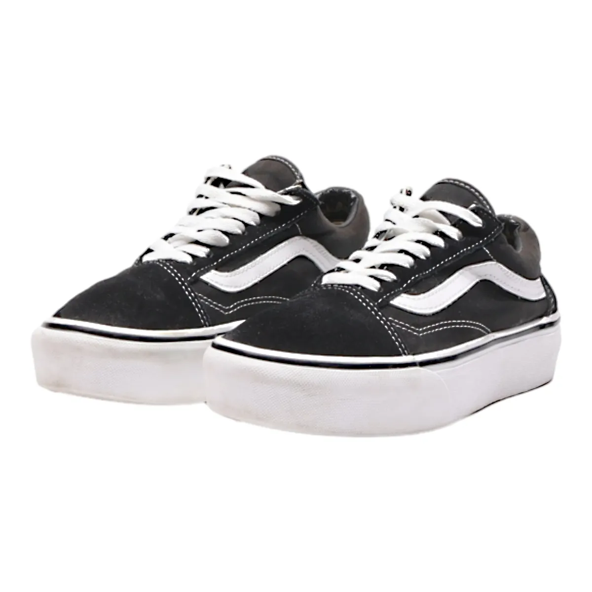 VANS Old Skool Platform Trainers Black Canvas Womens UK 5