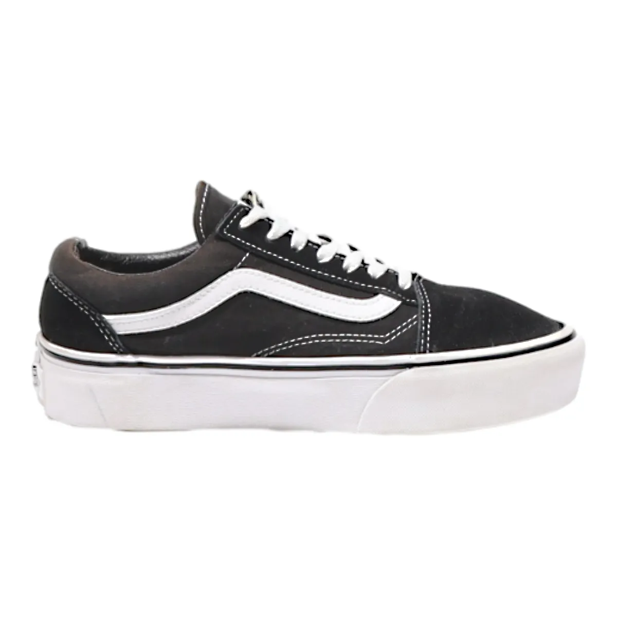 VANS Old Skool Platform Trainers Black Canvas Womens UK 5