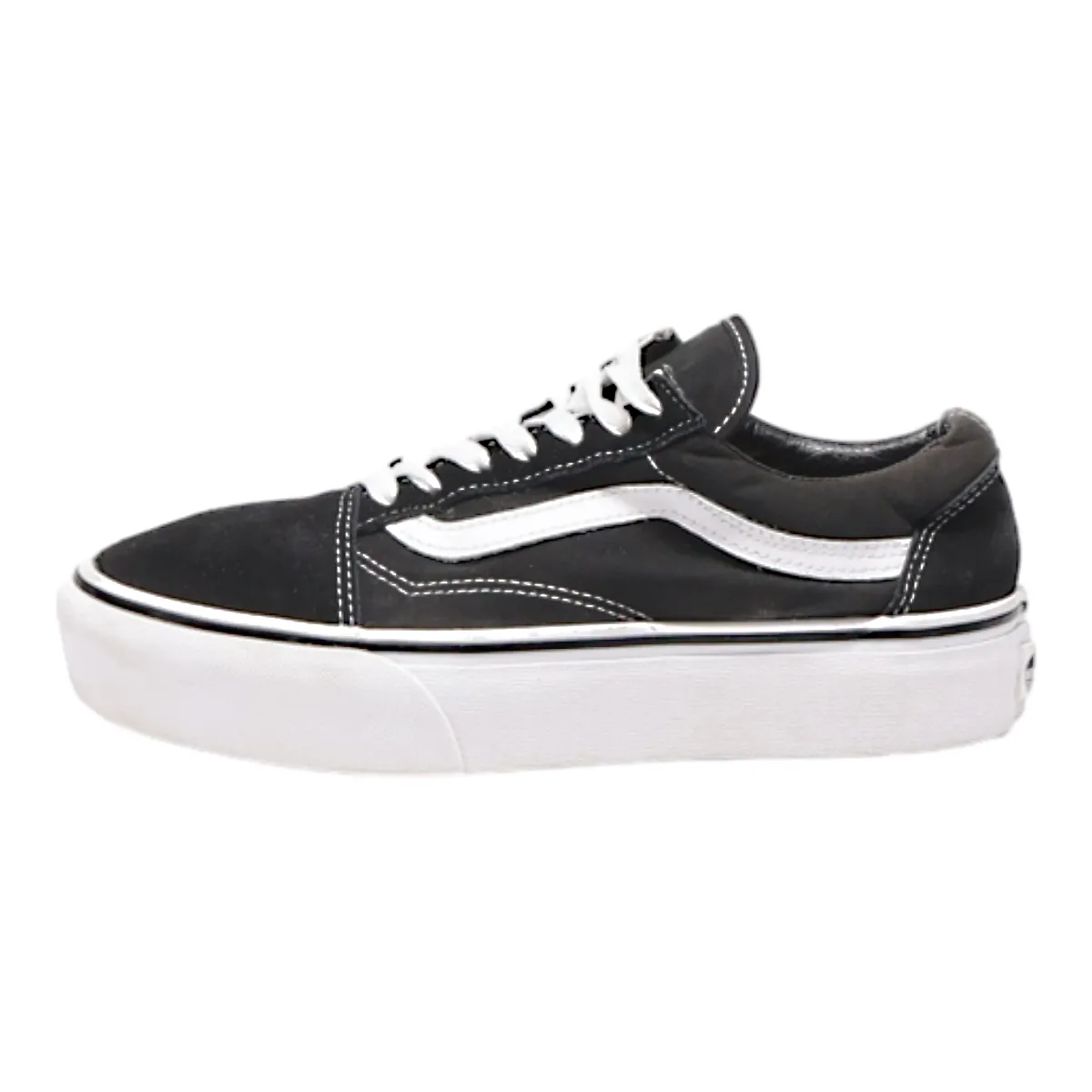 VANS Old Skool Platform Trainers Black Canvas Womens UK 5