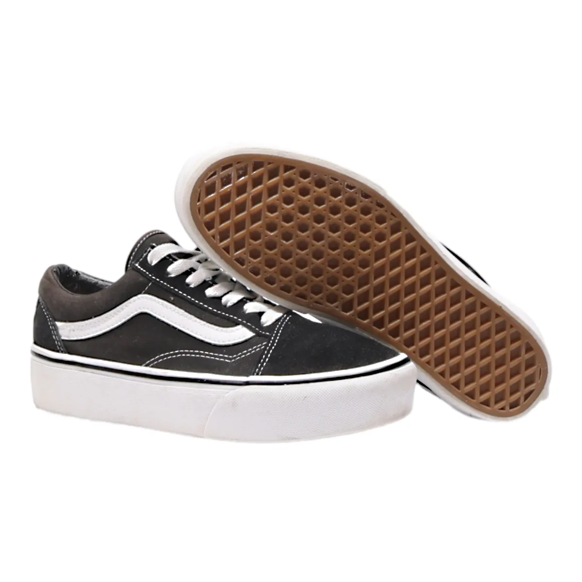 VANS Old Skool Platform Trainers Black Canvas Womens UK 5