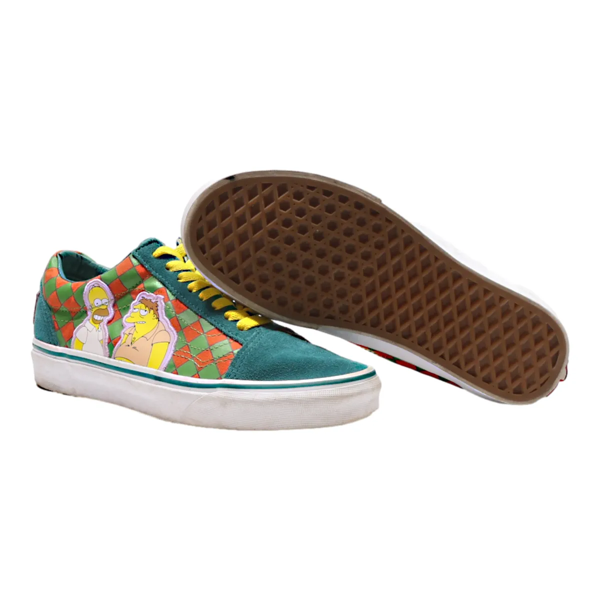 VANS Old Skool Simpsons Low Top Trainers Green Canvas Mens UK 5.5