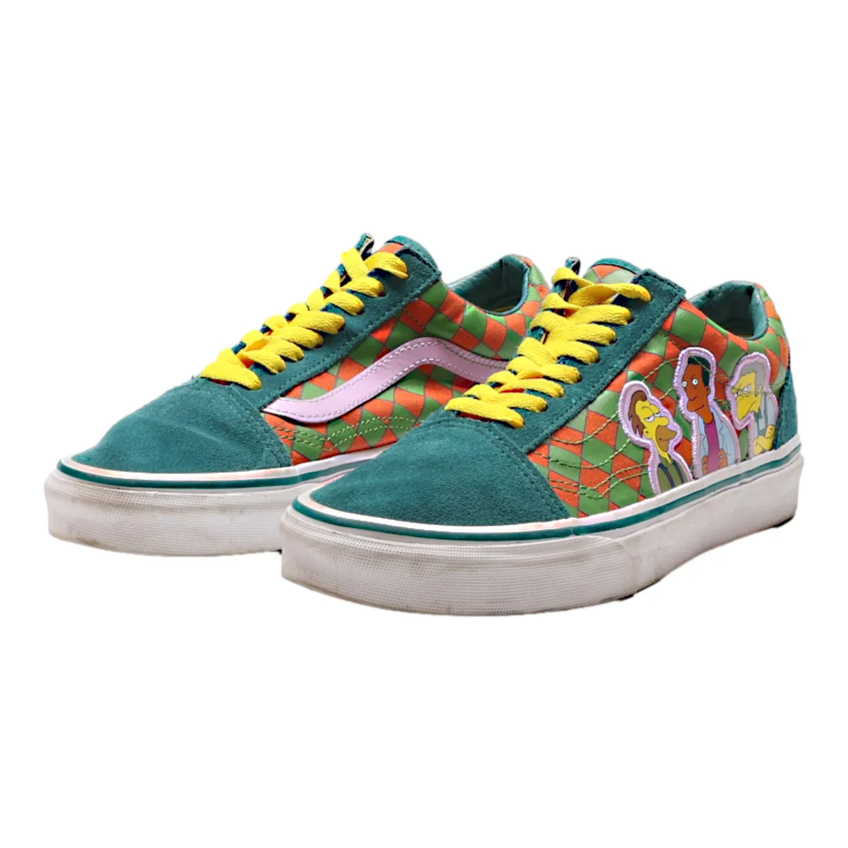 VANS Old Skool Simpsons Low Top Trainers Green Canvas Mens UK 5.5