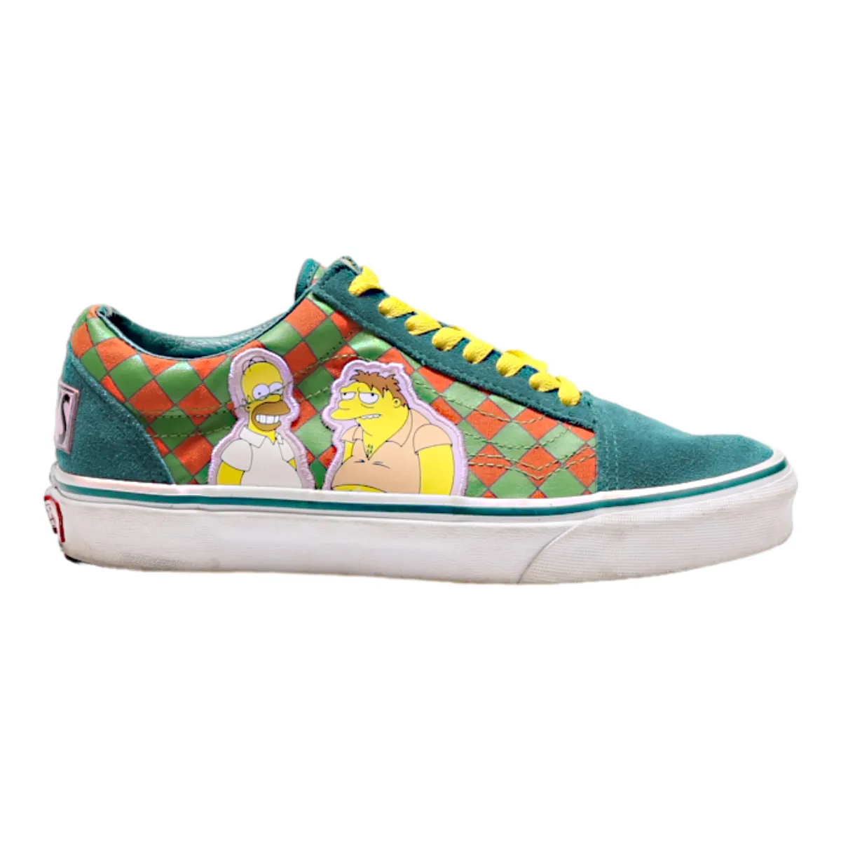 VANS Old Skool Simpsons Low Top Trainers Green Canvas Mens UK 5.5