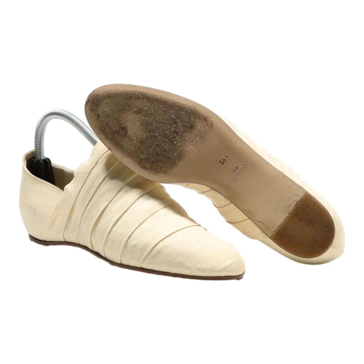 WALTER STEIGER Loafer Shoes Cream Canvas Womens UK 5.5